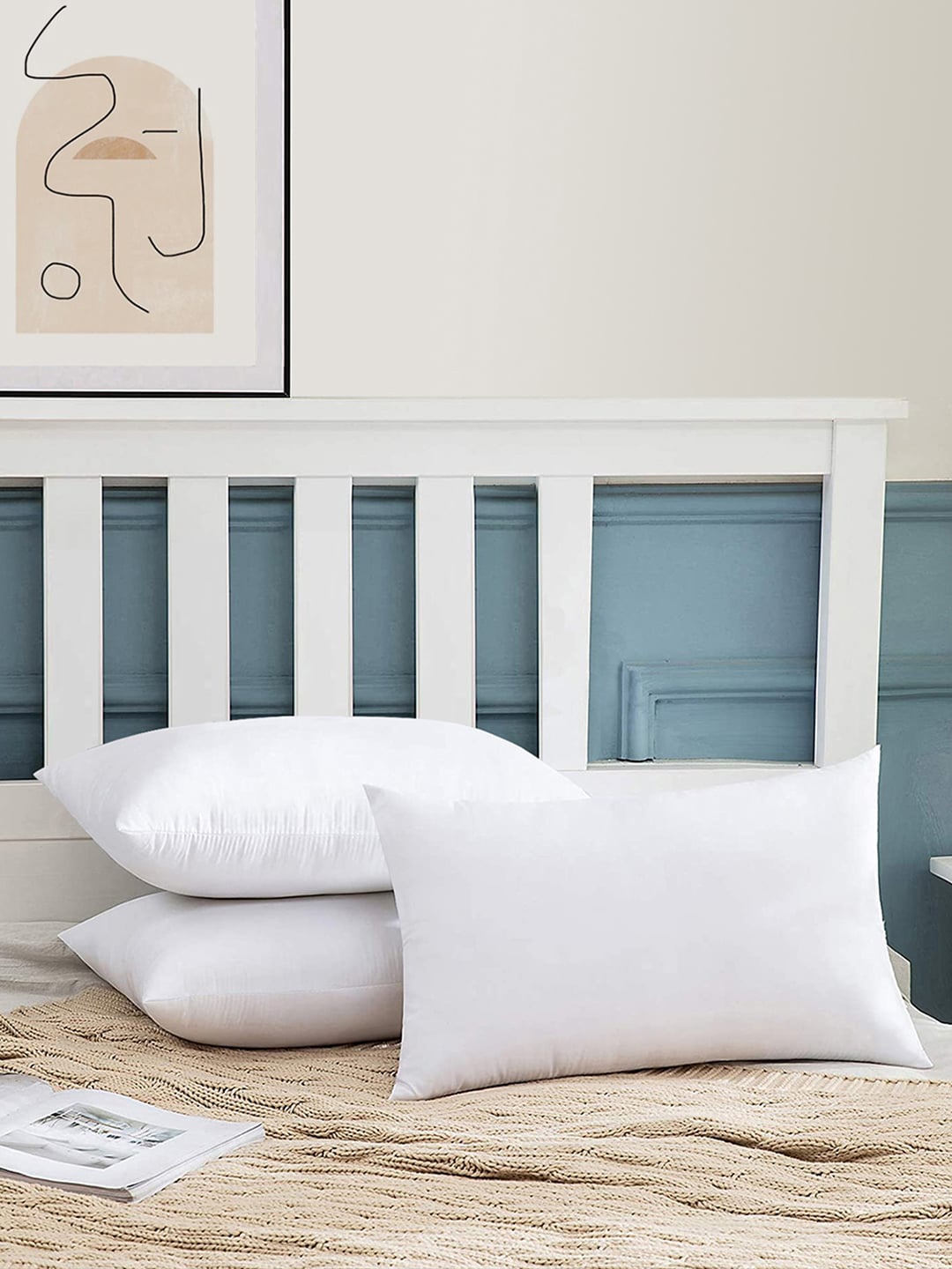 Story@home Set Of 3 White Solid Cotton Pillows