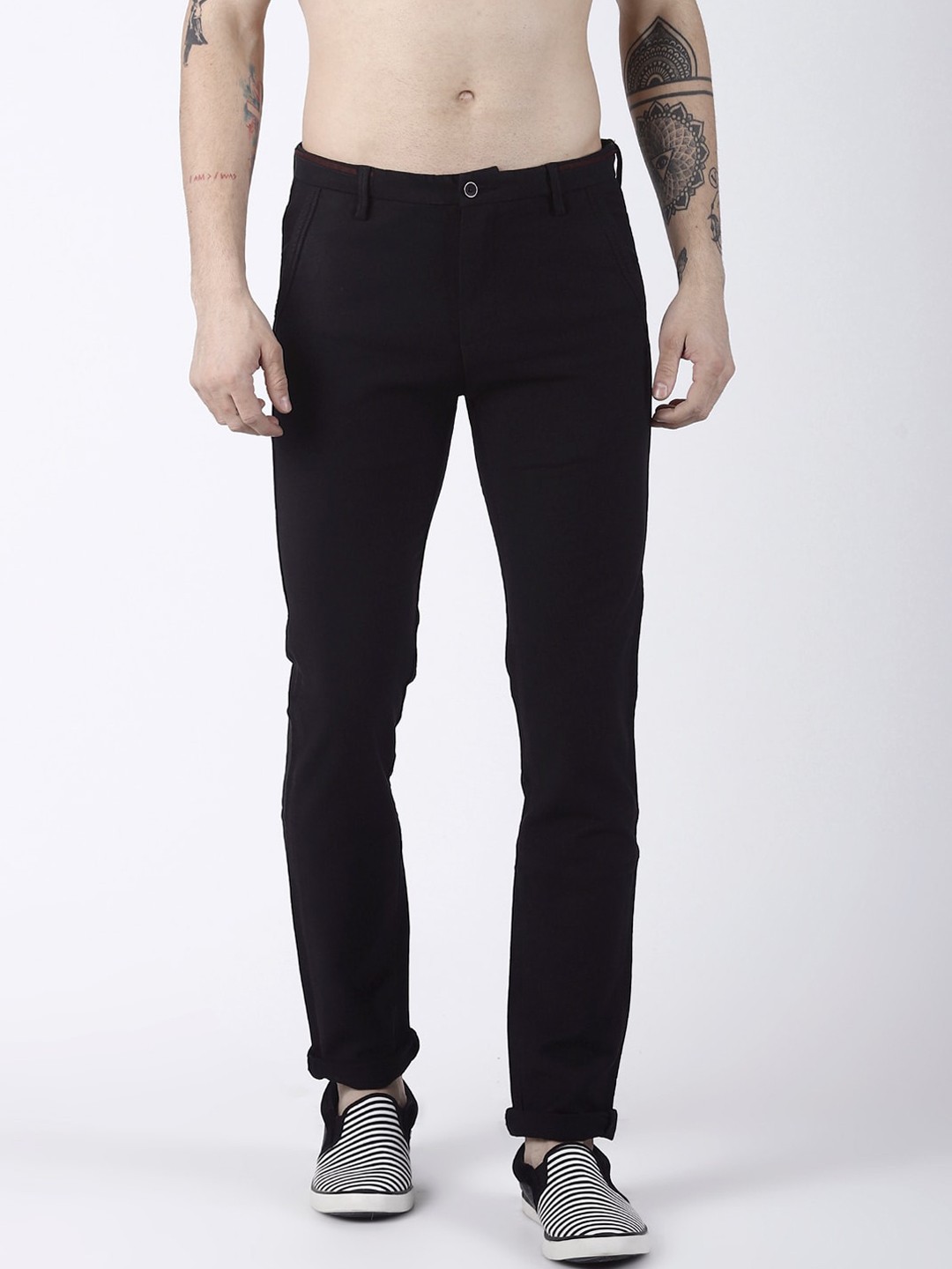 

Rex Straut Jeans Men Coffee Brown Slim Fit Cotton Chinos Trousers