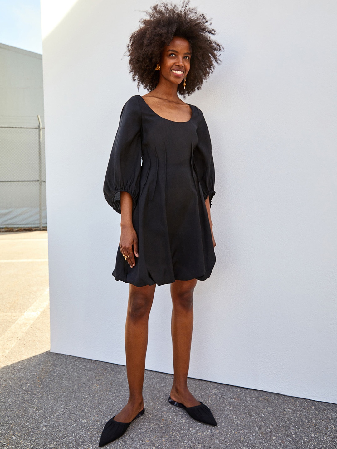 

H&M Women Black Solid Lyocell-Blend Dress