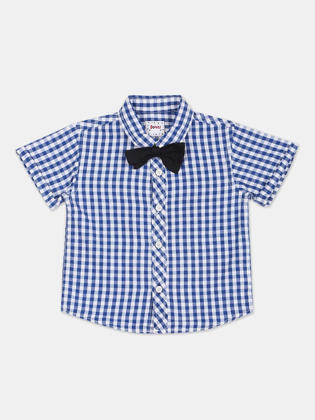 

Donuts Boys Blue Gingham Checks Checked Cotton Casual Shirt