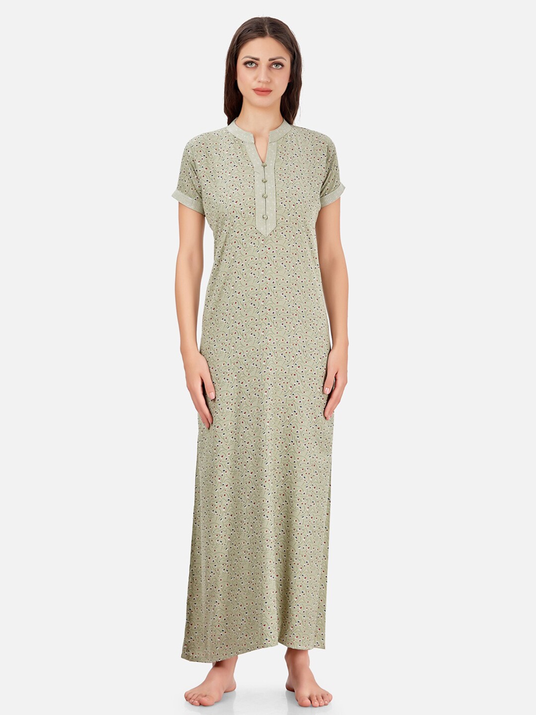 

Sand Dune Printed Alpine A-line Nightrdress, Green
