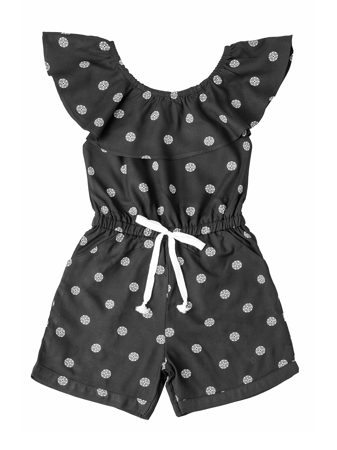 

Hunny Bunny Girls Black & White Printed Cotton Jumpsuit