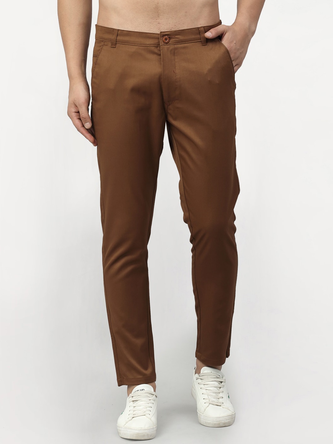 

JAINISH Men Brown Tapered Fit Chinos Trousers