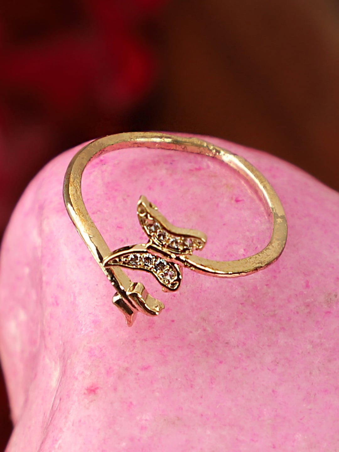 

ANIKAS CREATION Gold-Plated Adjustable Finger Ring