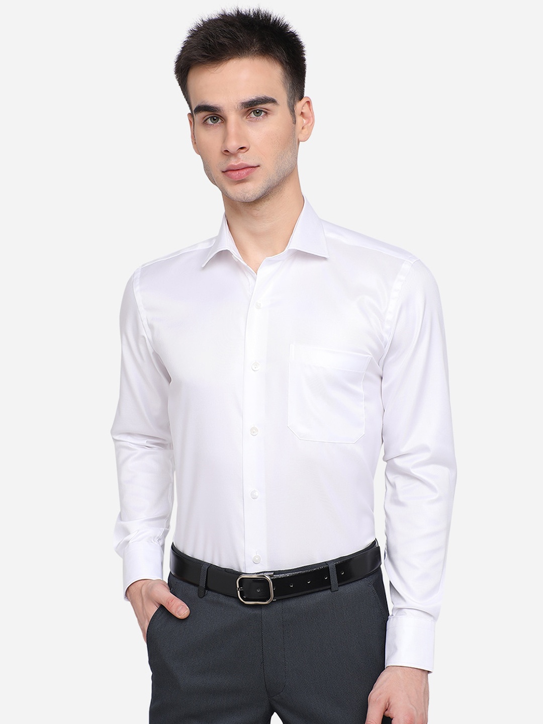 

METAL Men Slim Fit Cotton Casual Shirt, White
