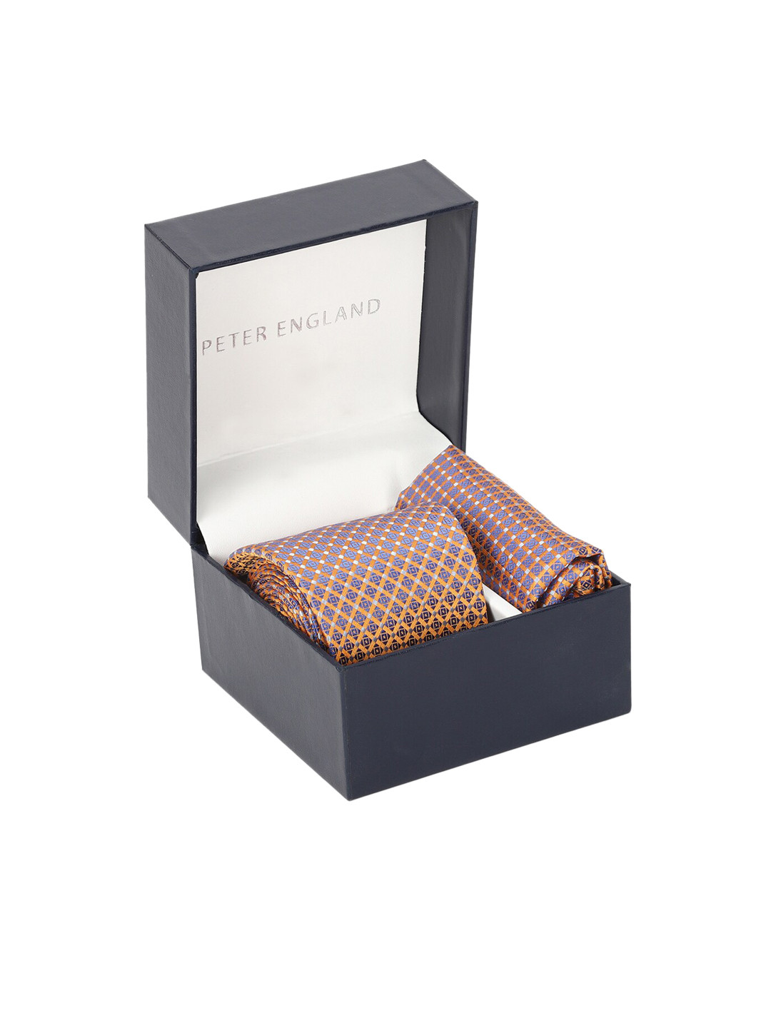 

Peter England Men Beige & Blue Printed Accessory Gift Set