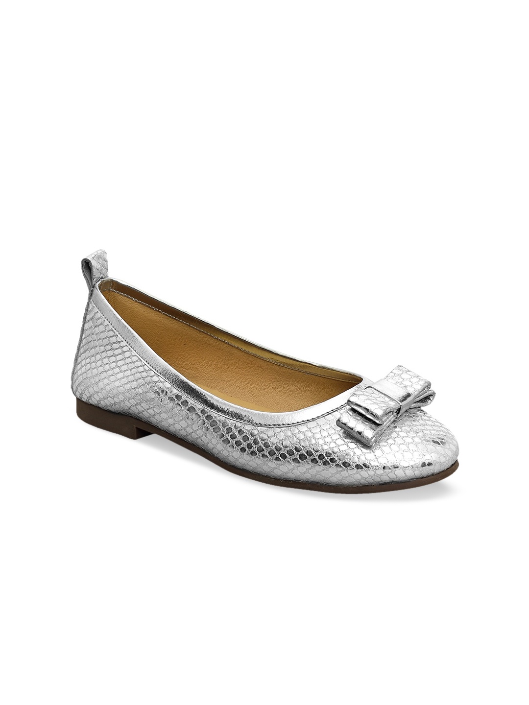 

Eske Women Silver Textured Leather Party Ballerinas