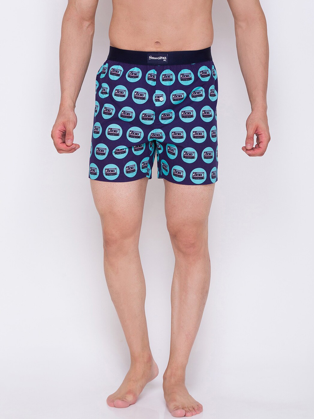 

Smugglerz Men Blue & Pink Printed Pure Cotton Boxers