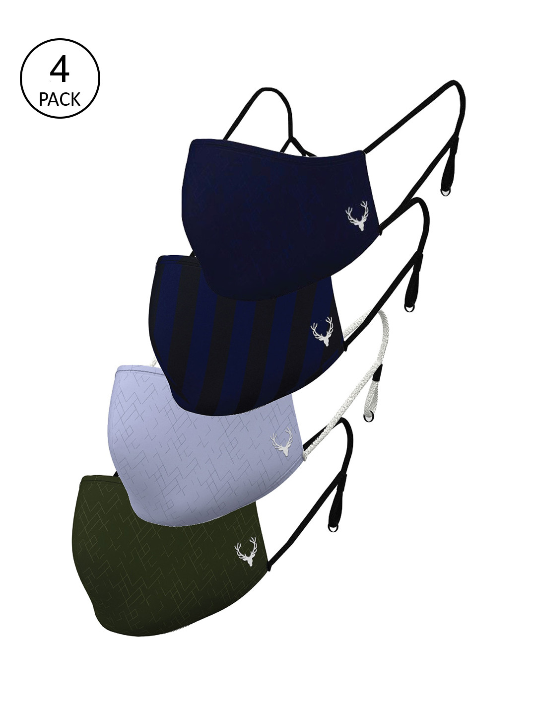 

Allen Solly Men Pack Of 4 Printed Cotton 3-Ply Reusable Protective Outdoor Masks, Blue