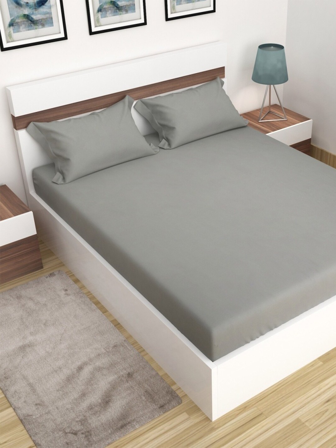 

Home Centre Sapphire Grey Cotton King Bedsheet Set, Assorted