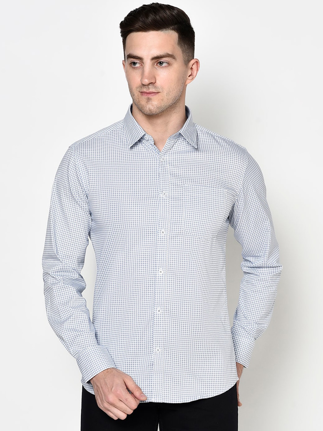 

METTLE Men Blue Printed Casual Shirt