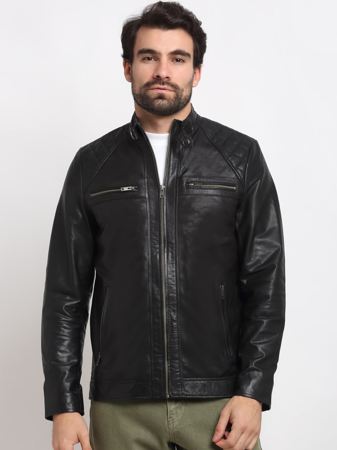 

Teakwood Leathers Men Black Leather Lightweight Biker Jacket
