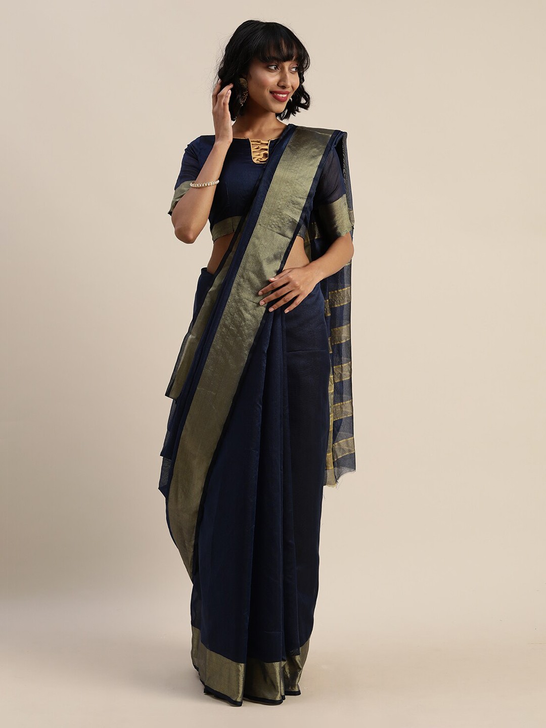 

Florence Navy Blue Silk Cotton Saree