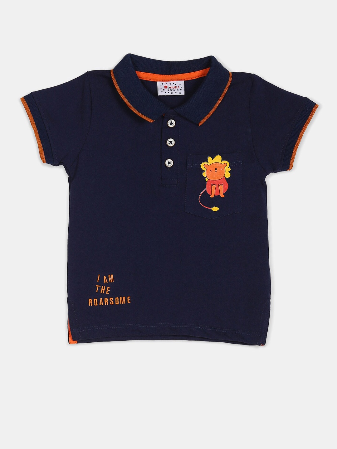 

Donuts Boys Navy Blue Printed Polo Collar T-shirt