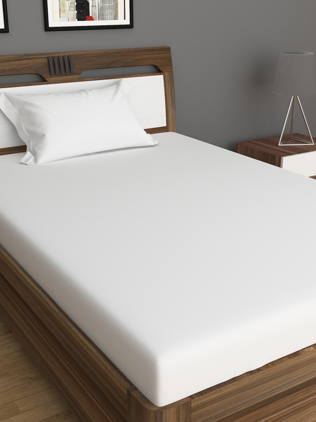 

Home Centre Marshmallow White Solid Cotton Single Bedsheet With Pillow Cover