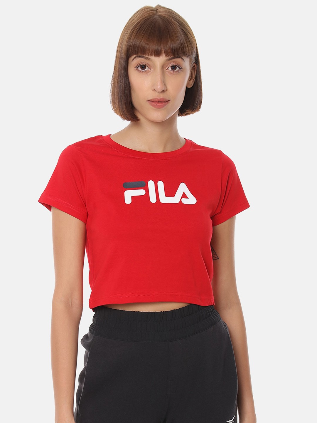 

FILA Womans Red Regular Crop Top