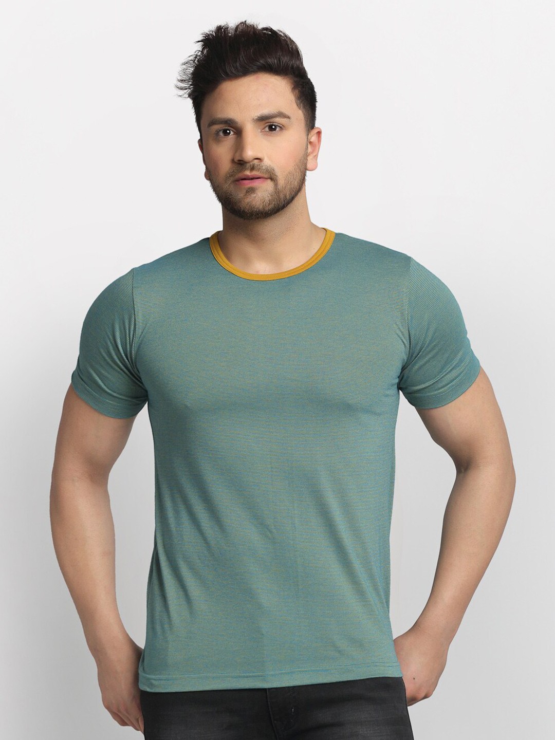 

Rigo Men Green Slim Fit T-shirt