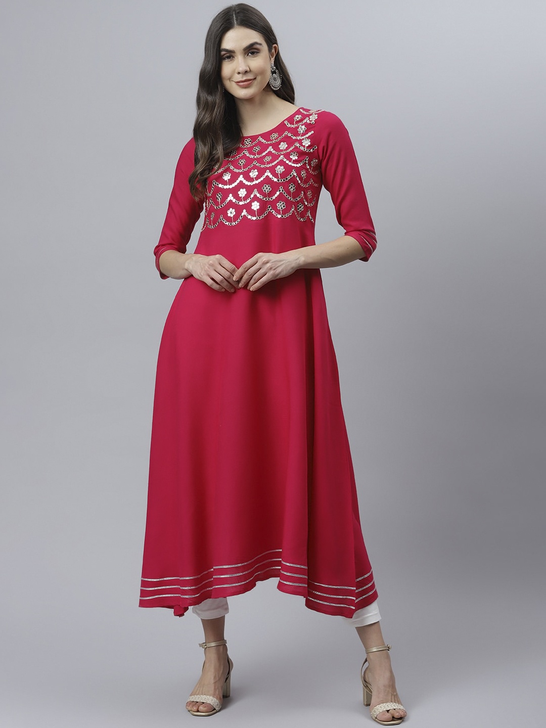 

Stylum Women Pink Floral Yoke Design Kurta