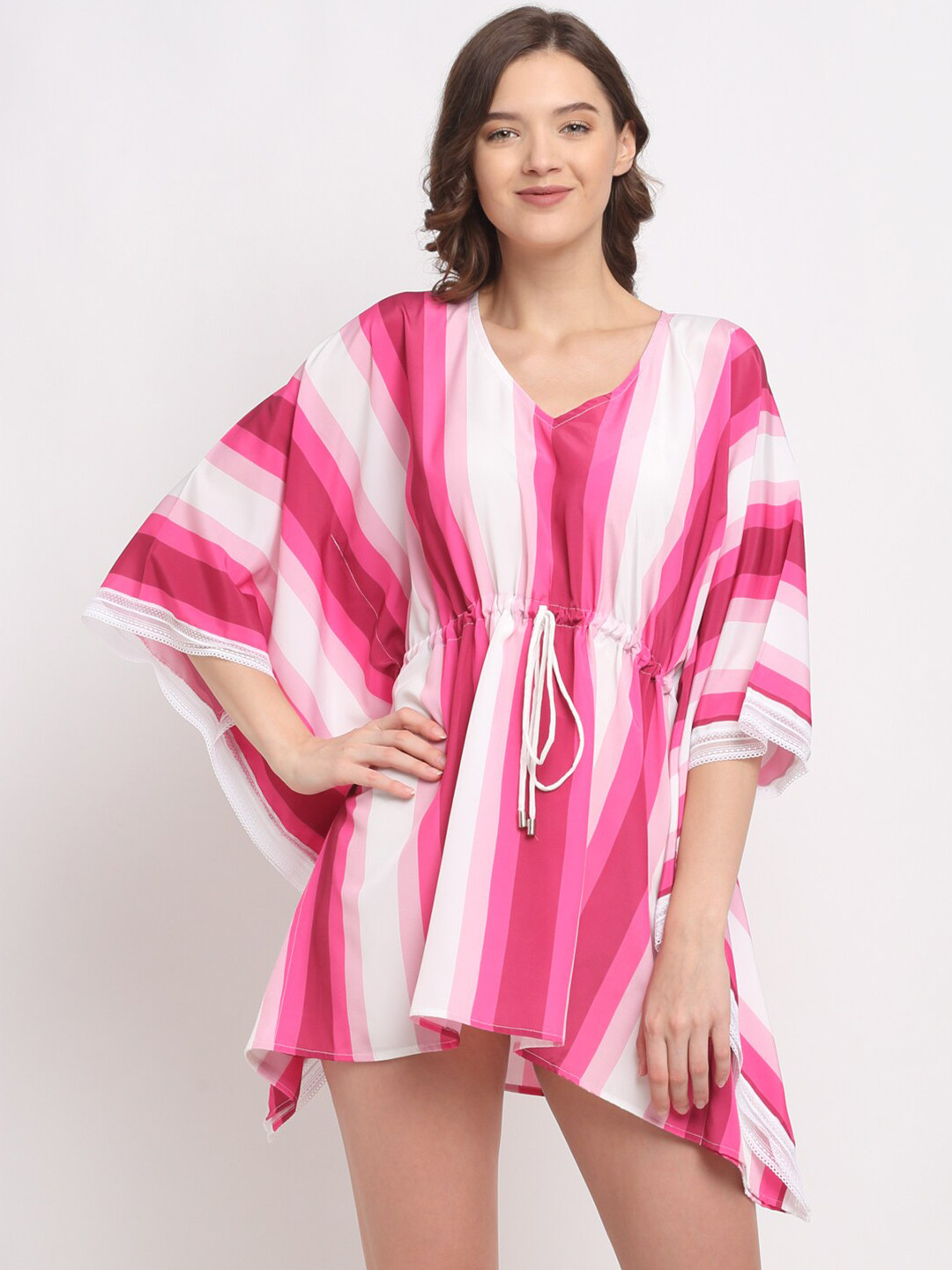 

EROTISSCH Pink Striped Kaftan Nightdress