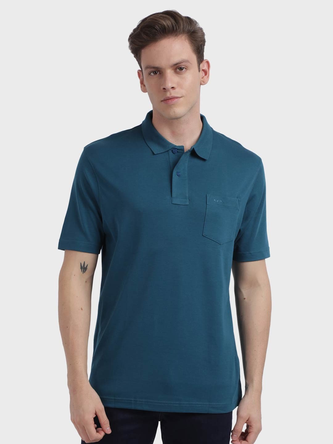 

ColorPlus Men Blue Polo Collar T-shirt