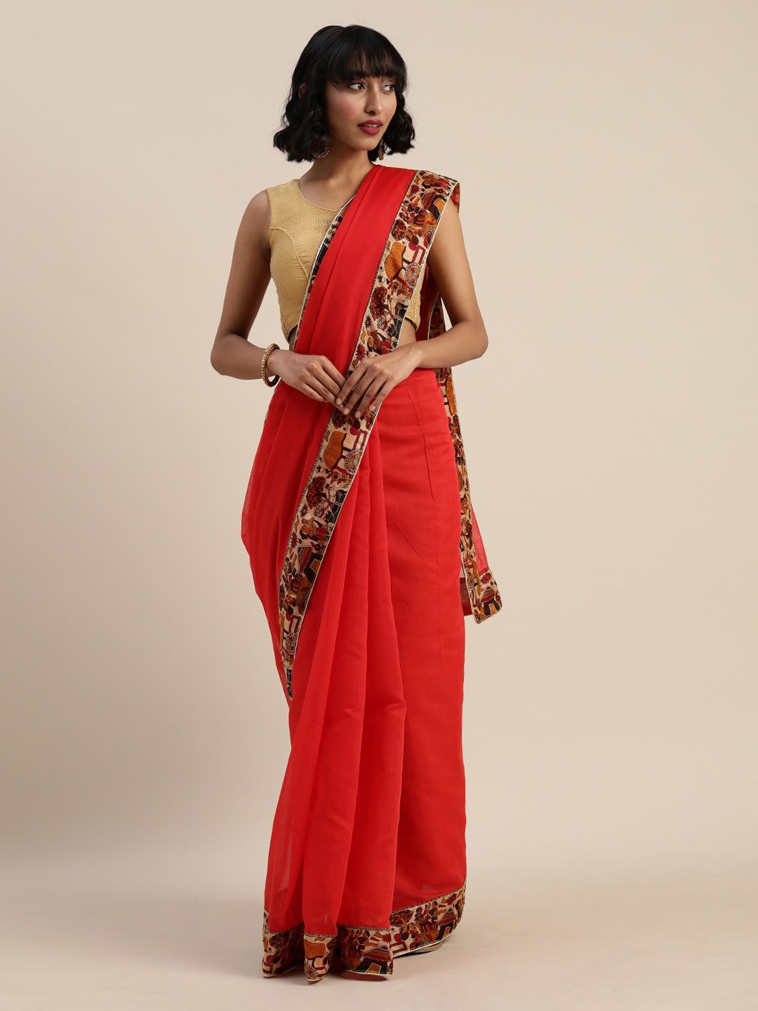 

Florence Maroon & Beige Chanderi Saree