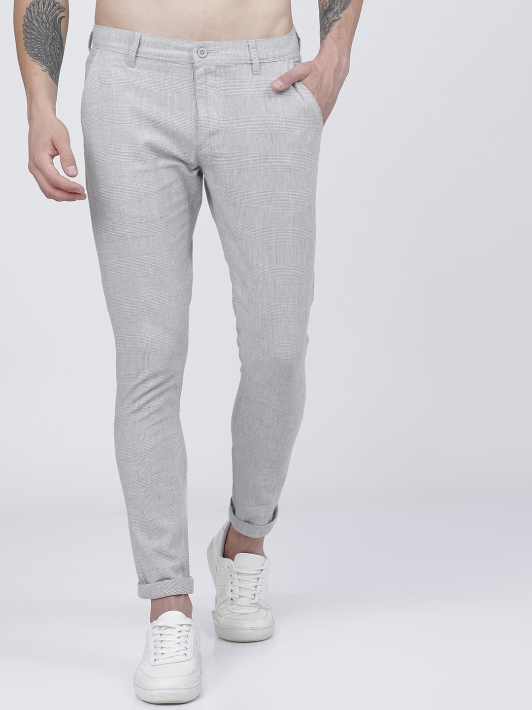 

HIGHLANDER Men Grey Slim Fit Regular Trousers