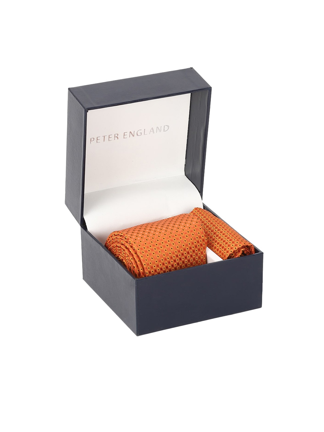 

Peter England Men Orange & Black Woven-Design Accessory Gift Set