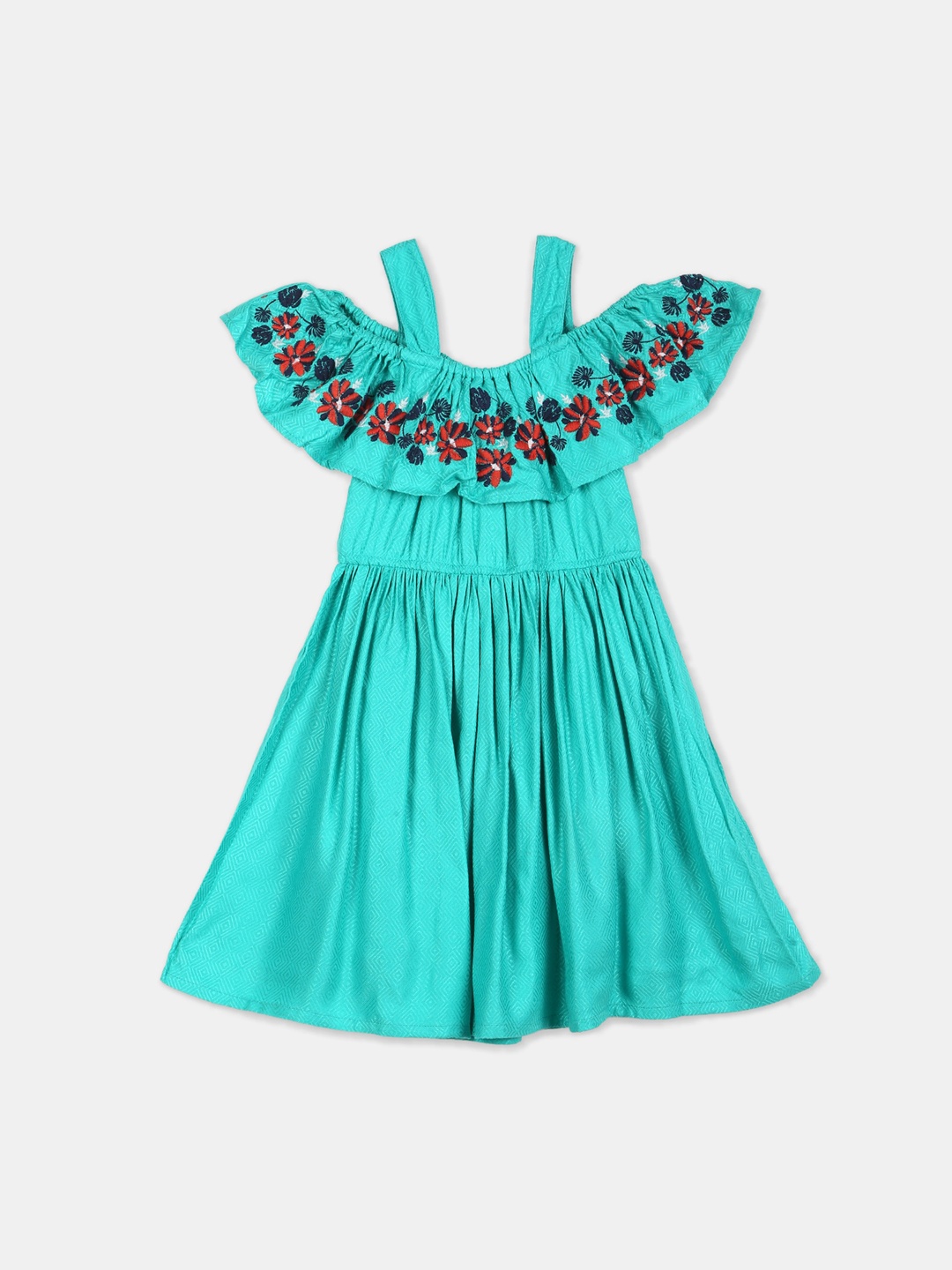 

Cherokee Turquoise Blue & Red Floral Embroidered Dress