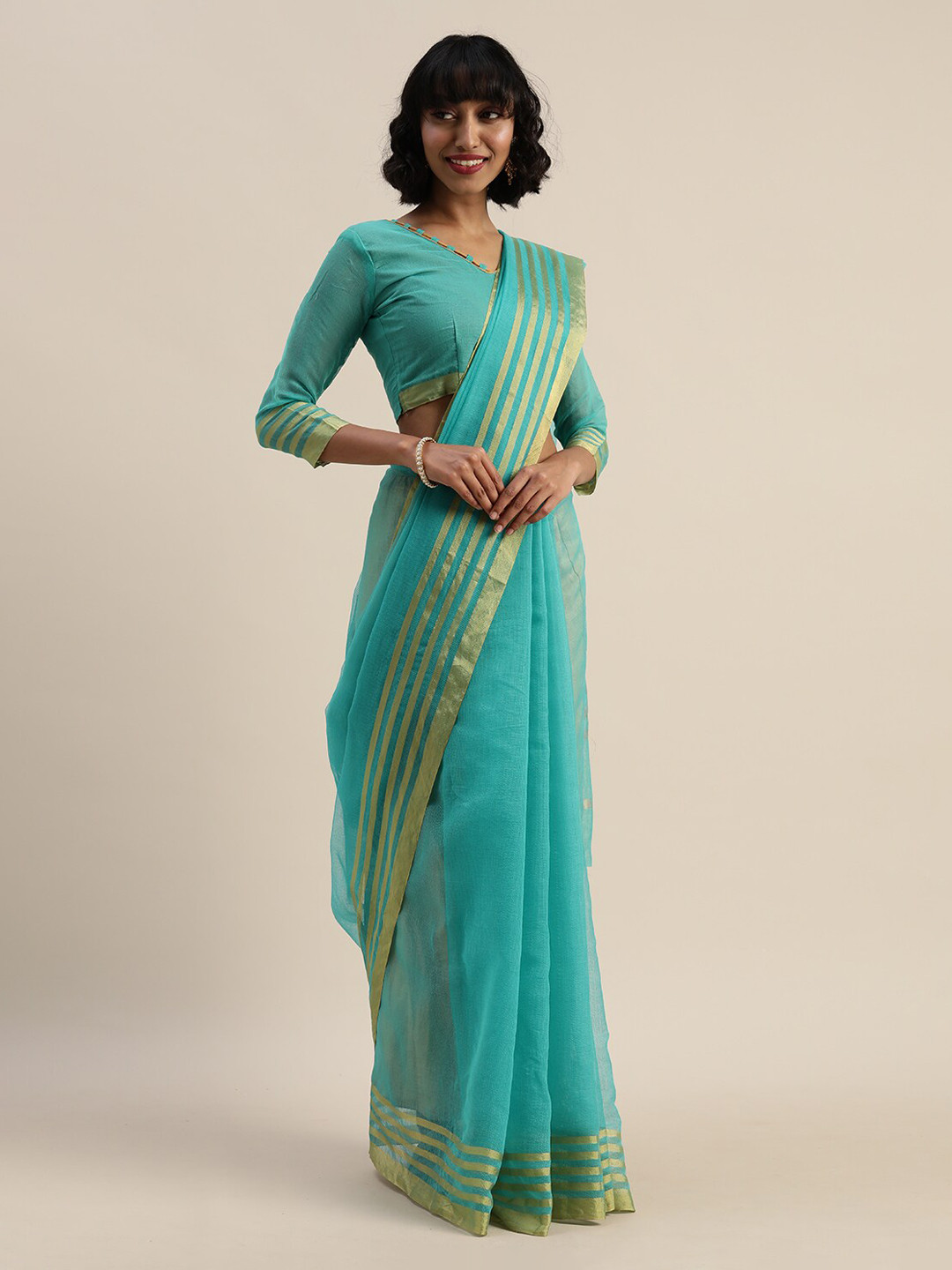 

Florence Blue Zari Silk Cotton Saree