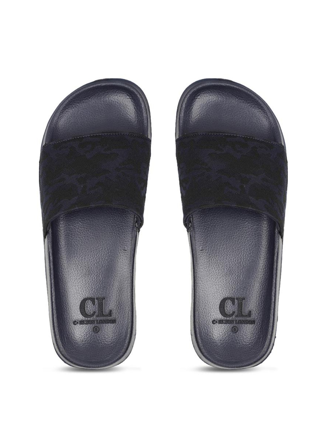 

Carlton London Men Navy Blue & Black Printed Sliders