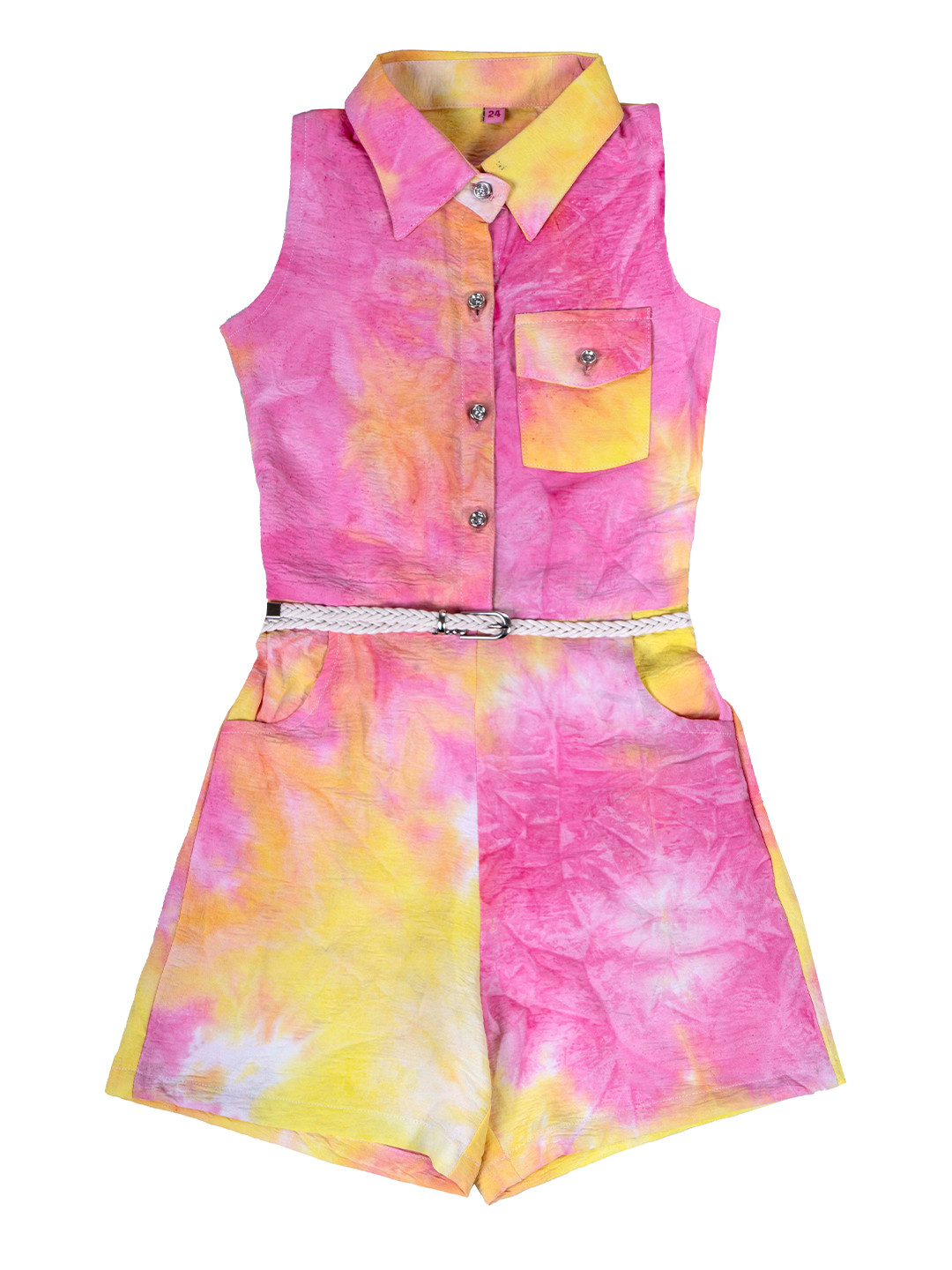 

Hunny Bunny Girls Yellow & Pink Dyed Jumpsuit