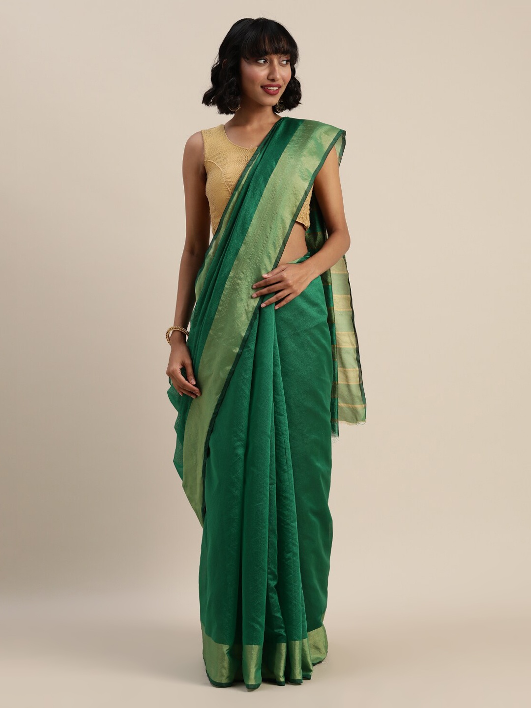 

Florence Green Zari Silk Cotton Saree