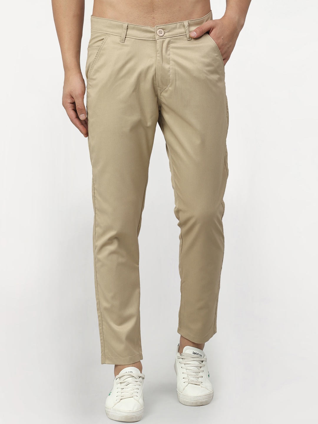 

JAINISH Men Beige Tapered Fit Chinos Trousers