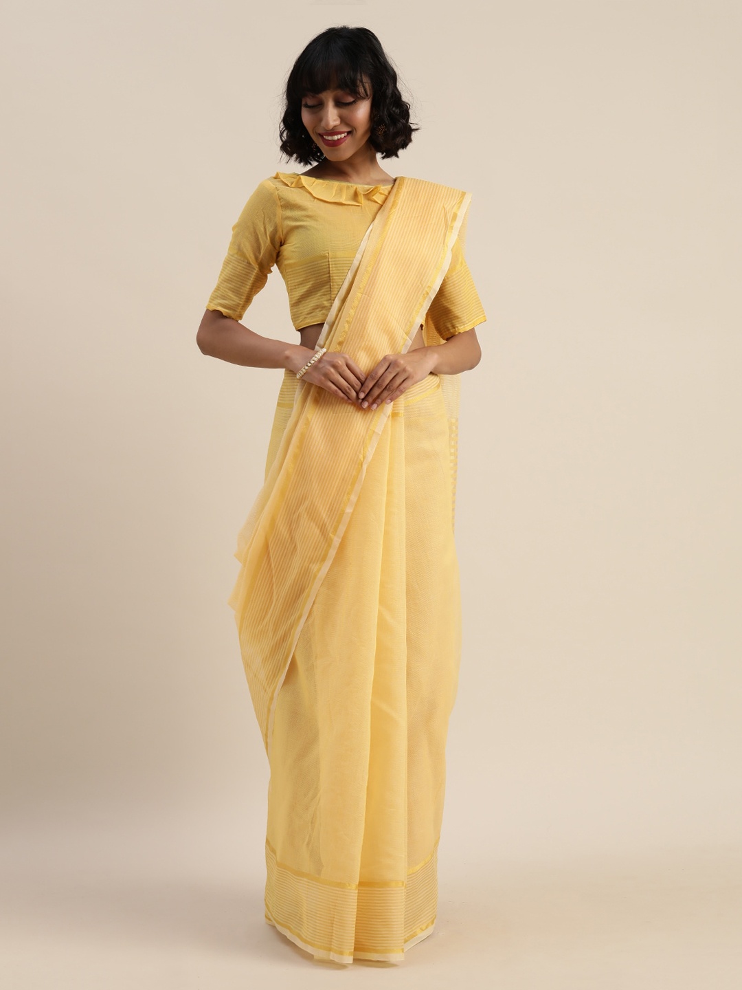 Florence Beige Silk Cotton Saree
