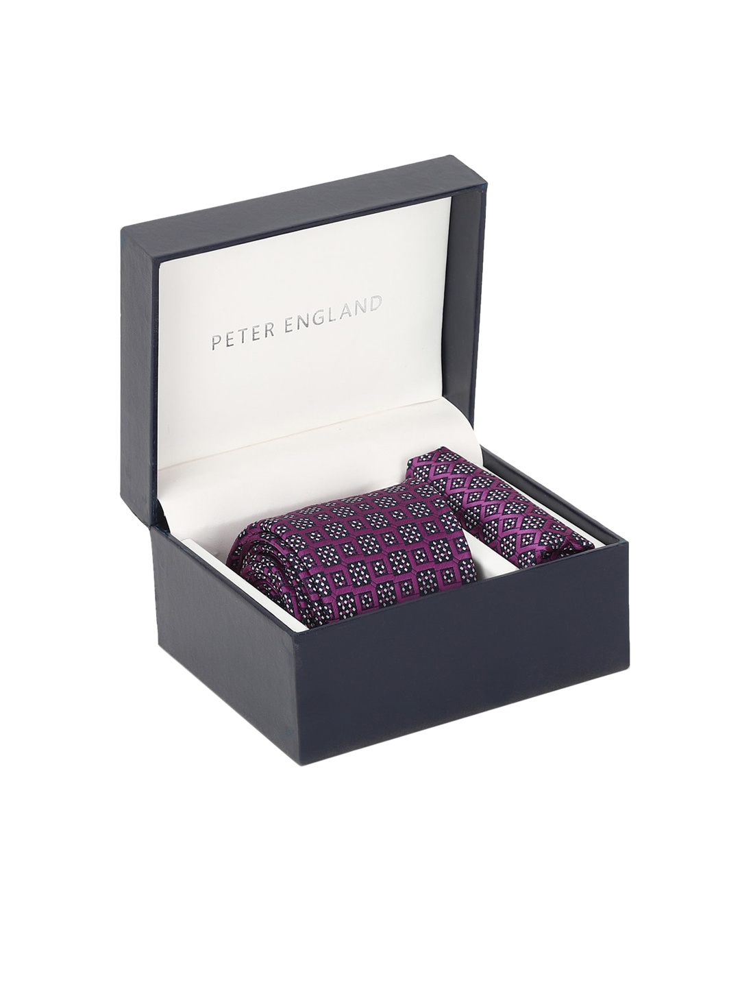 

Peter England Men Purple & White Self-Design Accessory Gift Set