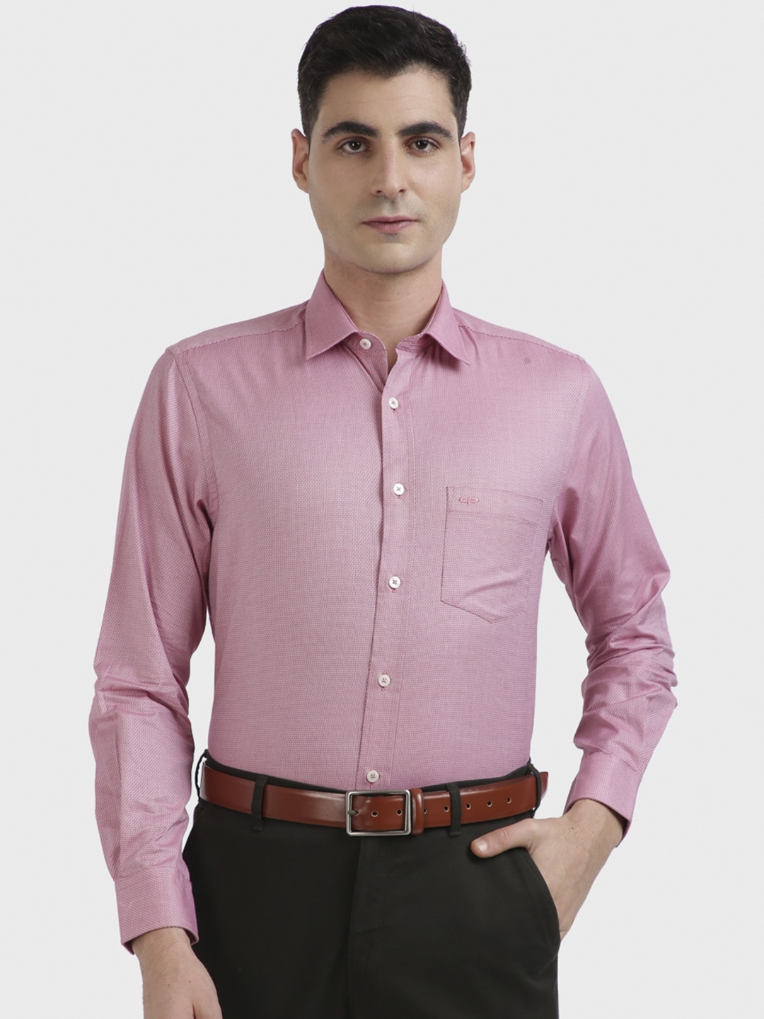 

ColorPlus Men Pink Tailored Fit Printed Formal Shirt