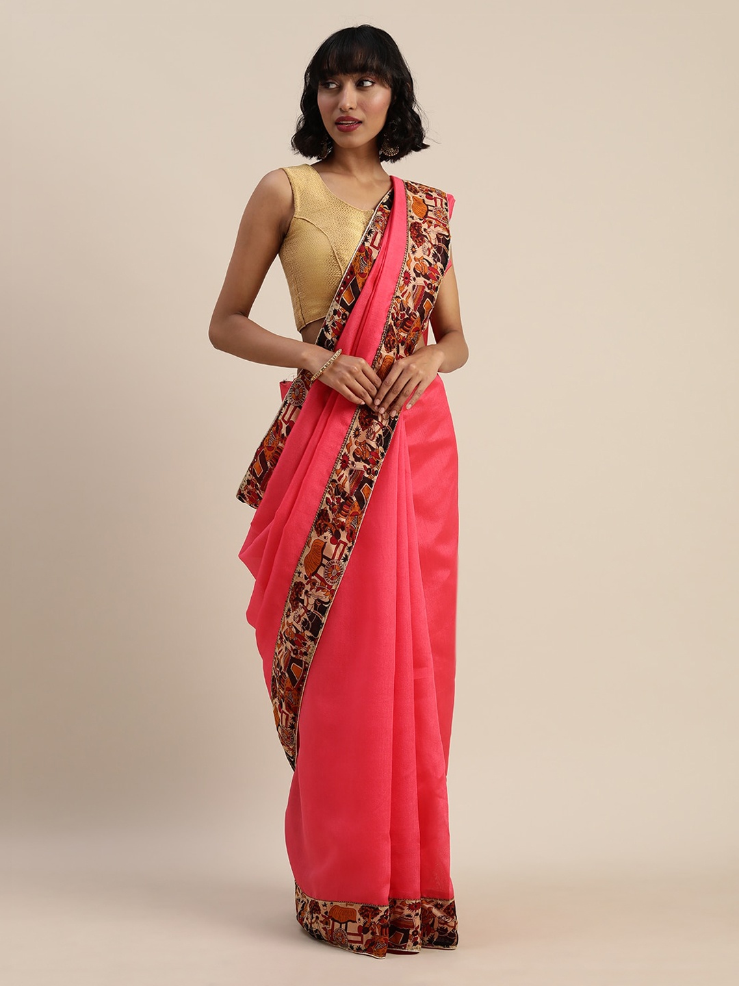 

Florence Peach-Coloured Chanderi Saree