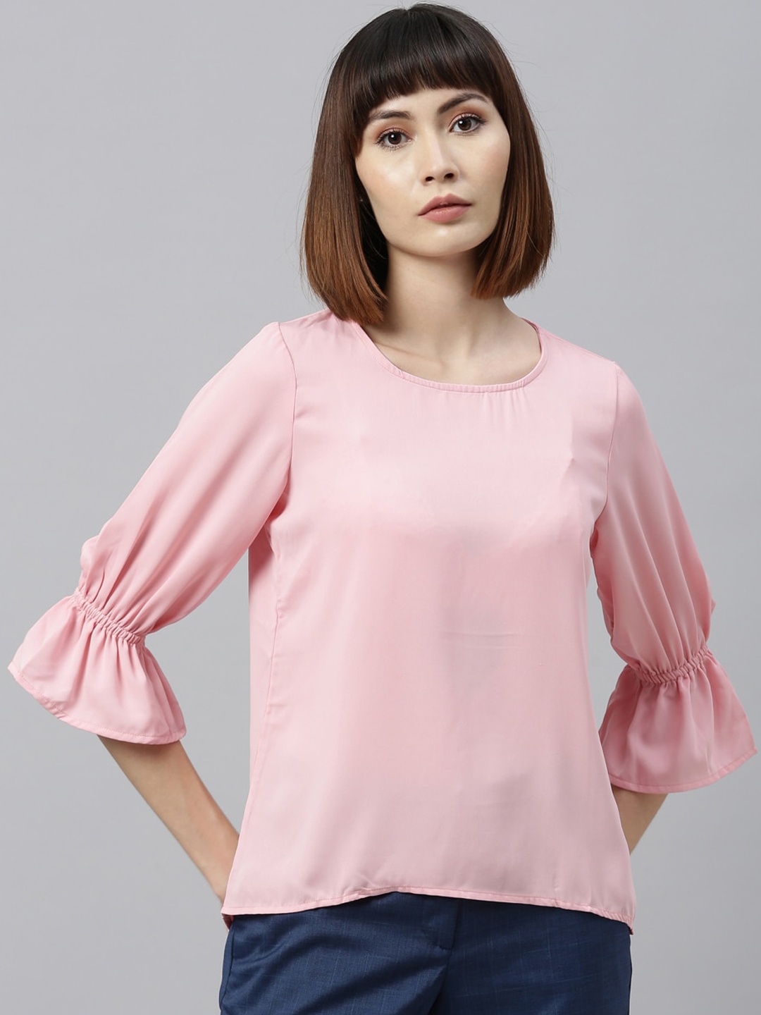 

Park Avenue Woman Pink Bell Sleeve Regular Top