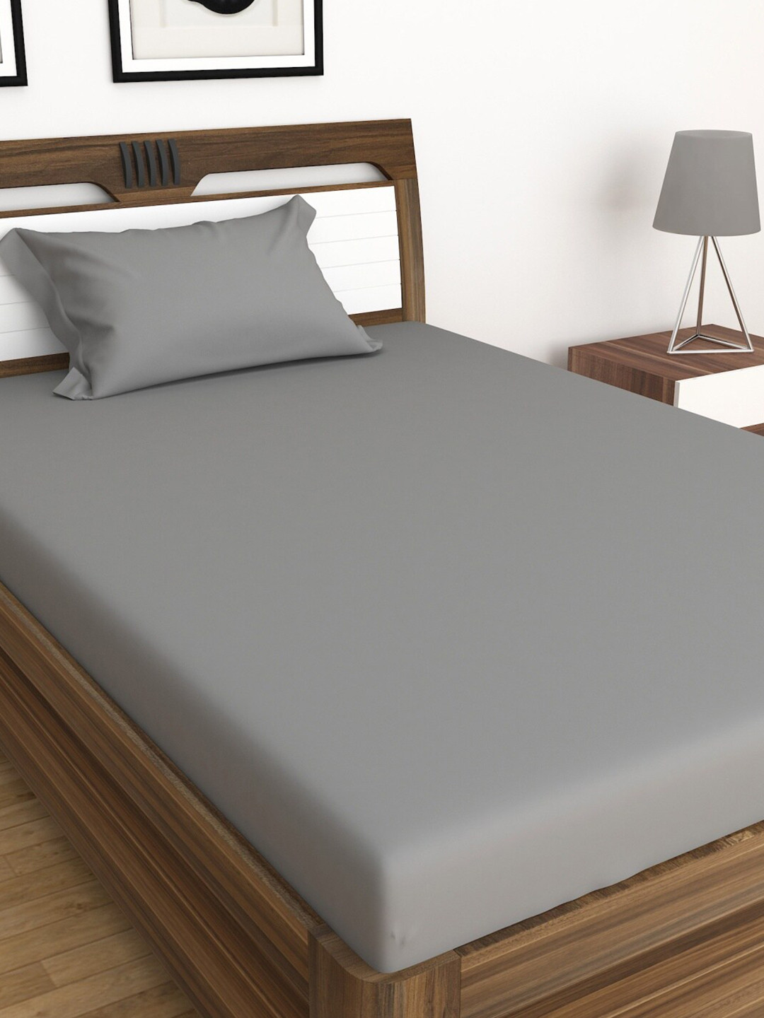 

Home Centre Colour Connect 2 Piece Solid Single Bedsheet Set, Grey