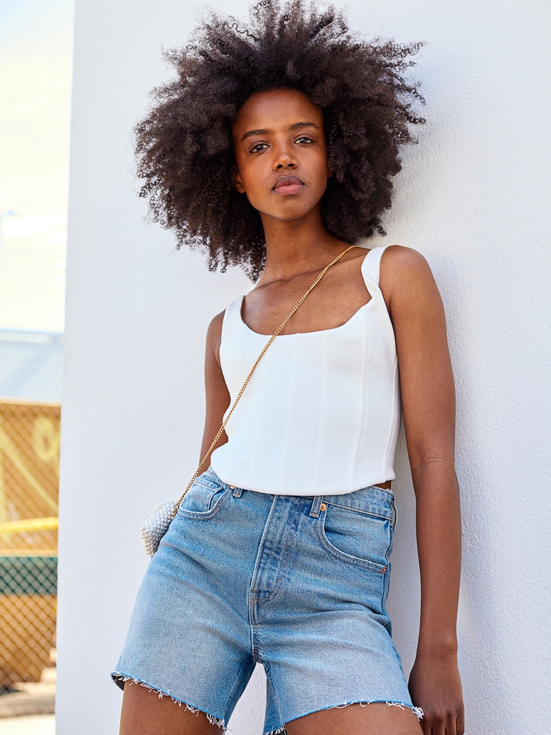 

H&M Women White Solid Cotton Corset Top
