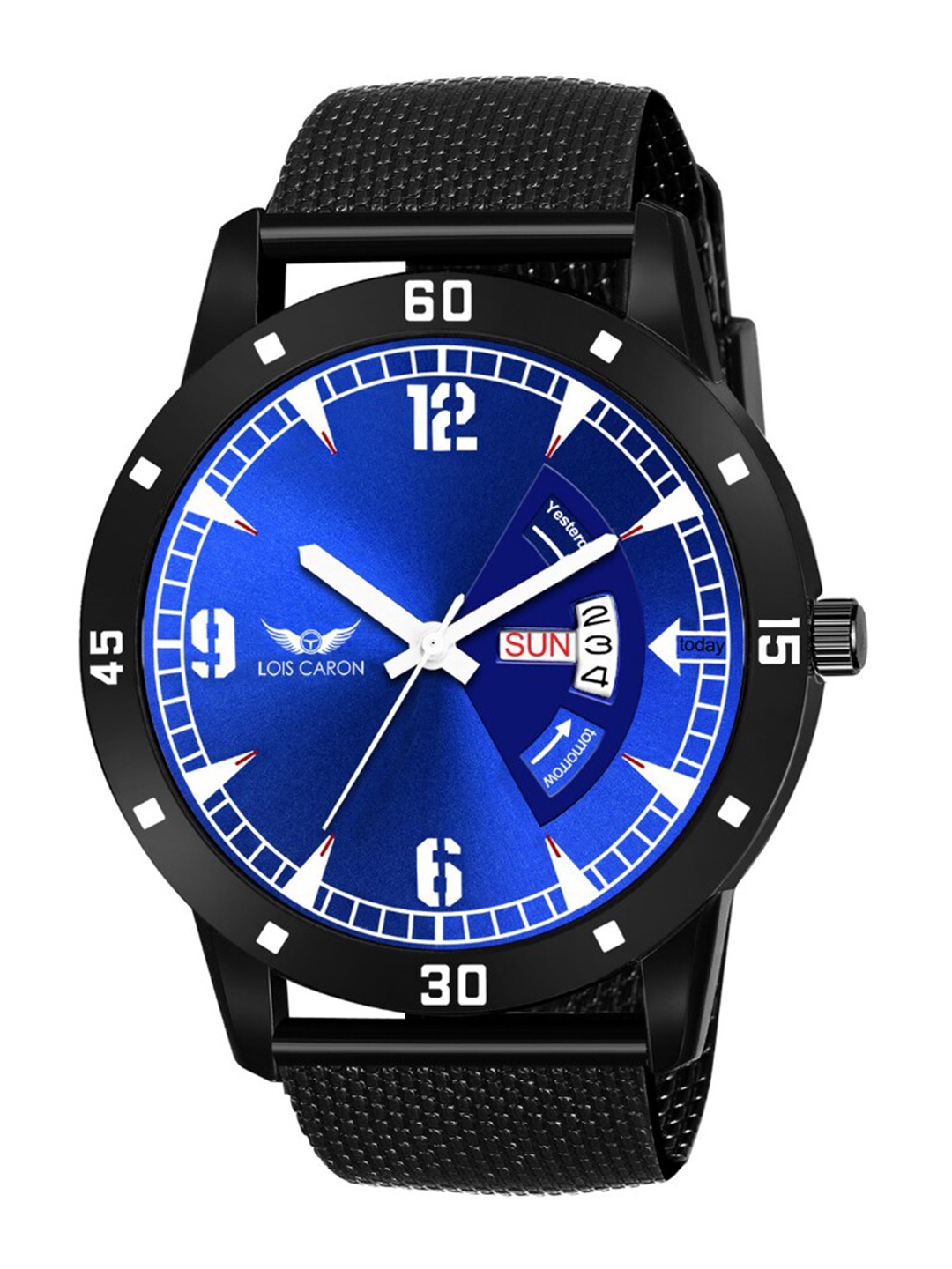 

LOIS CARON Men Blue Dial & Black Straps Analogue Multi Function Watch MLC-8231