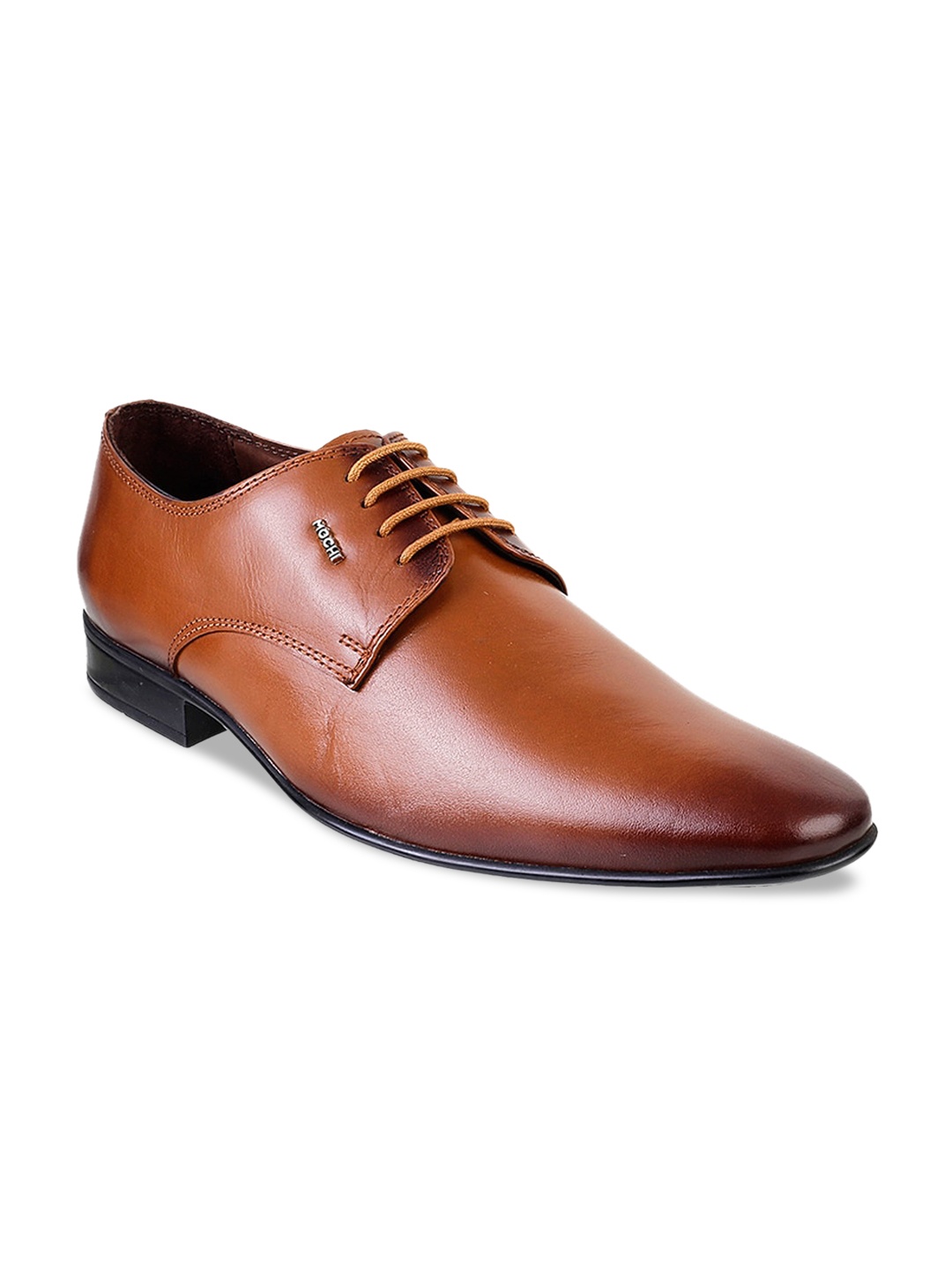 

Mochi Men Tan Brown Solid Leather Formal Derbys