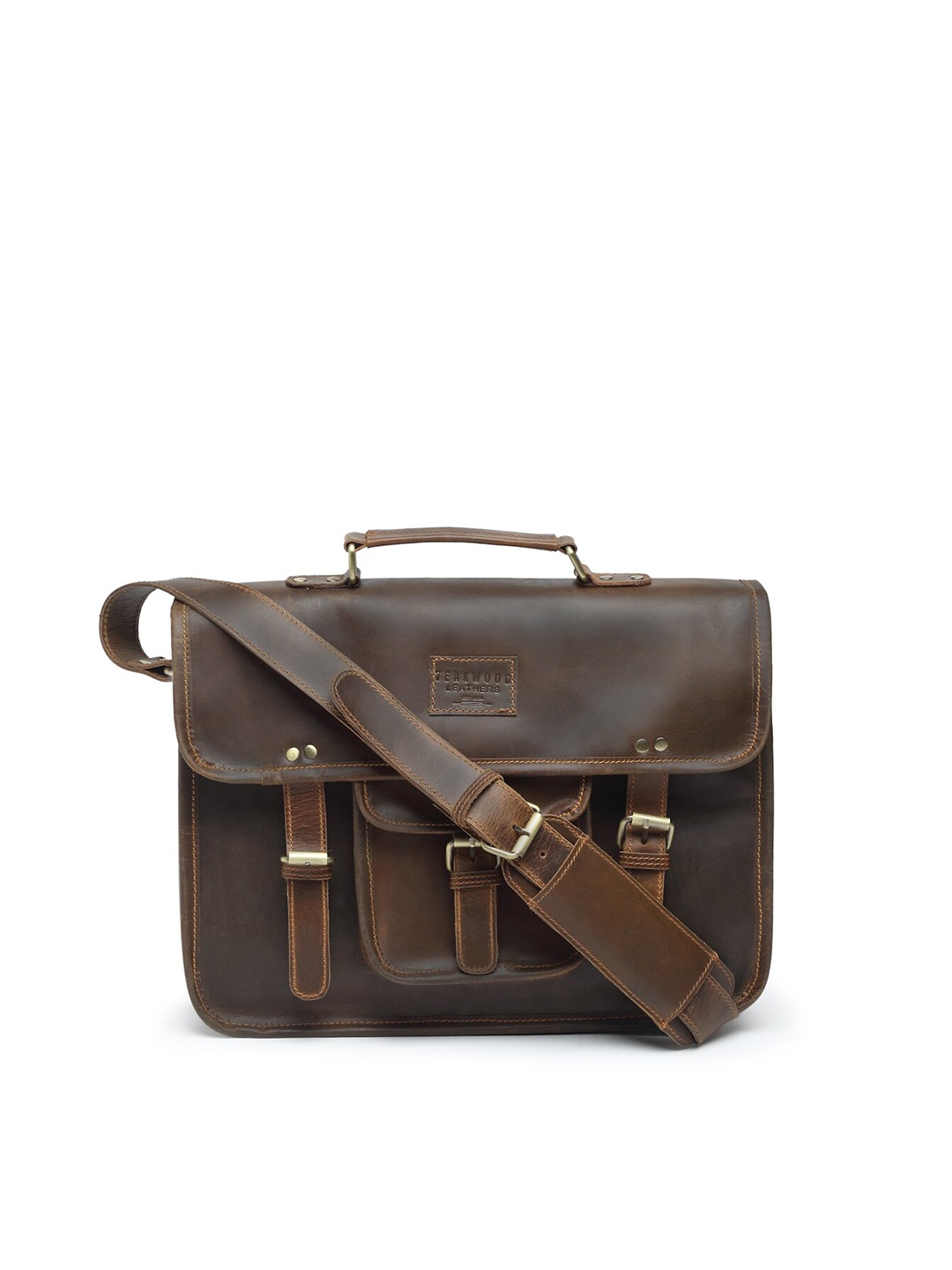 

Teakwood Leathers Unisex Brown Leather Laptop Bag