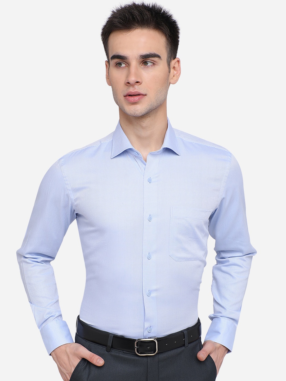 

METAL Men Blue Slim Fit Pure Cotton Casual Shirt