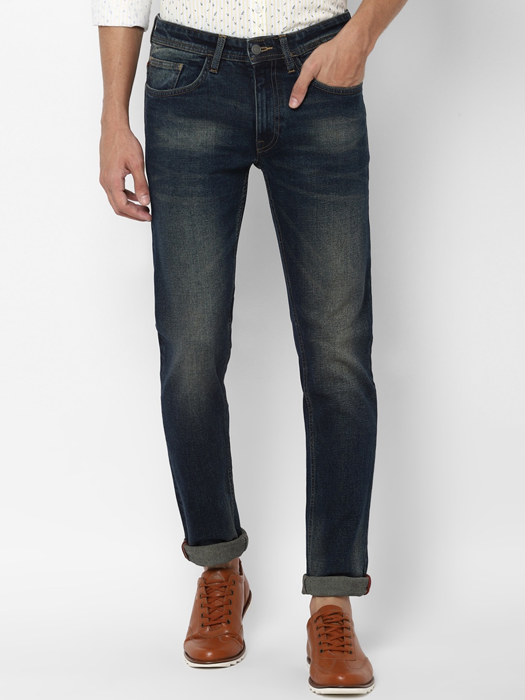 

Allen Solly Men Navy Blue Skinny Fit Light Fade Stretchable Jeans