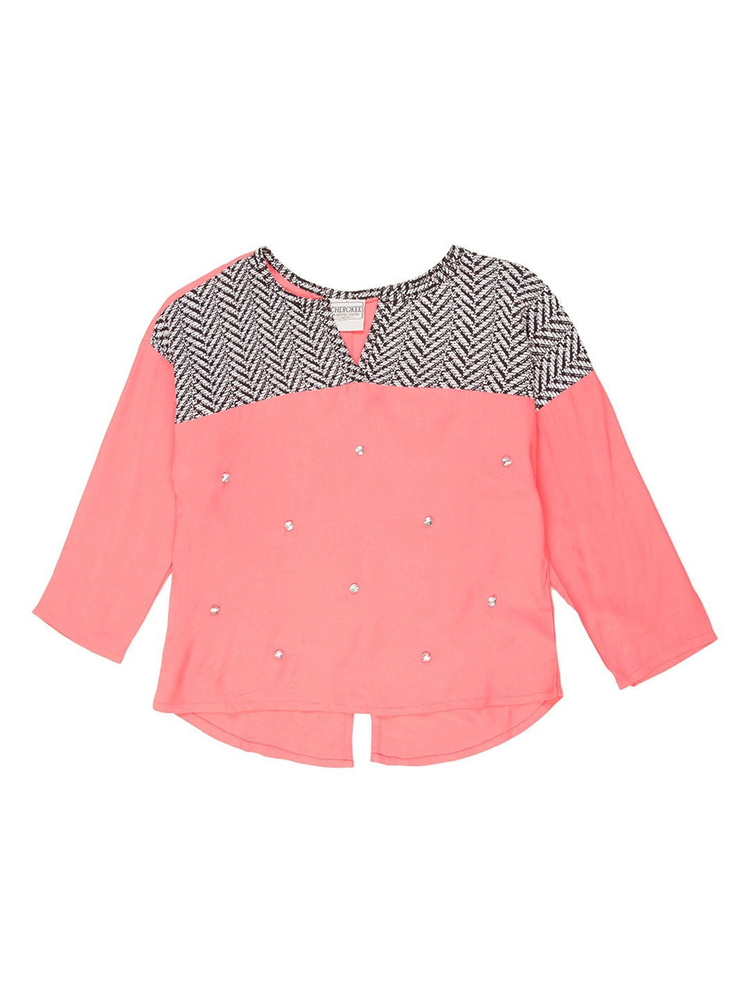 

Cherokee Pink Yoke Embellished Regular Top