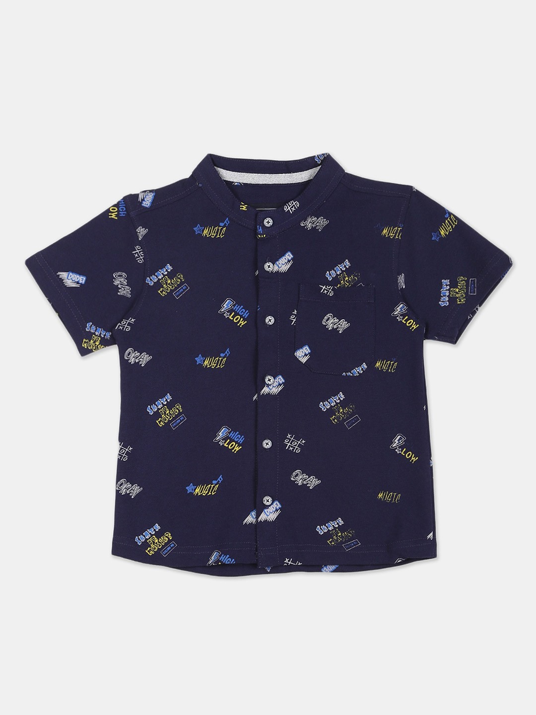 

Cherokee Boys Blue Printed Cotton Casual Shirt