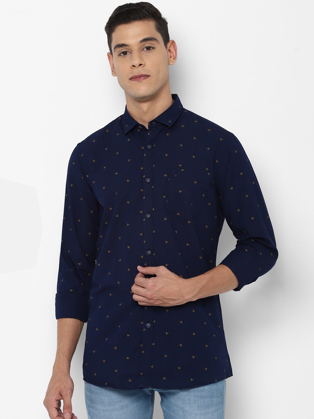 

Allen Solly Sport Men Navy Blue Printed Cotton Casual Shirt