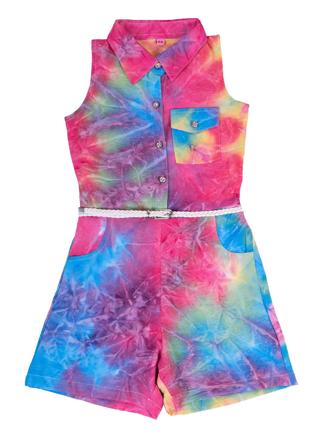 Hunny Bunny Girls Purple & Pink Printed Jumpsuit