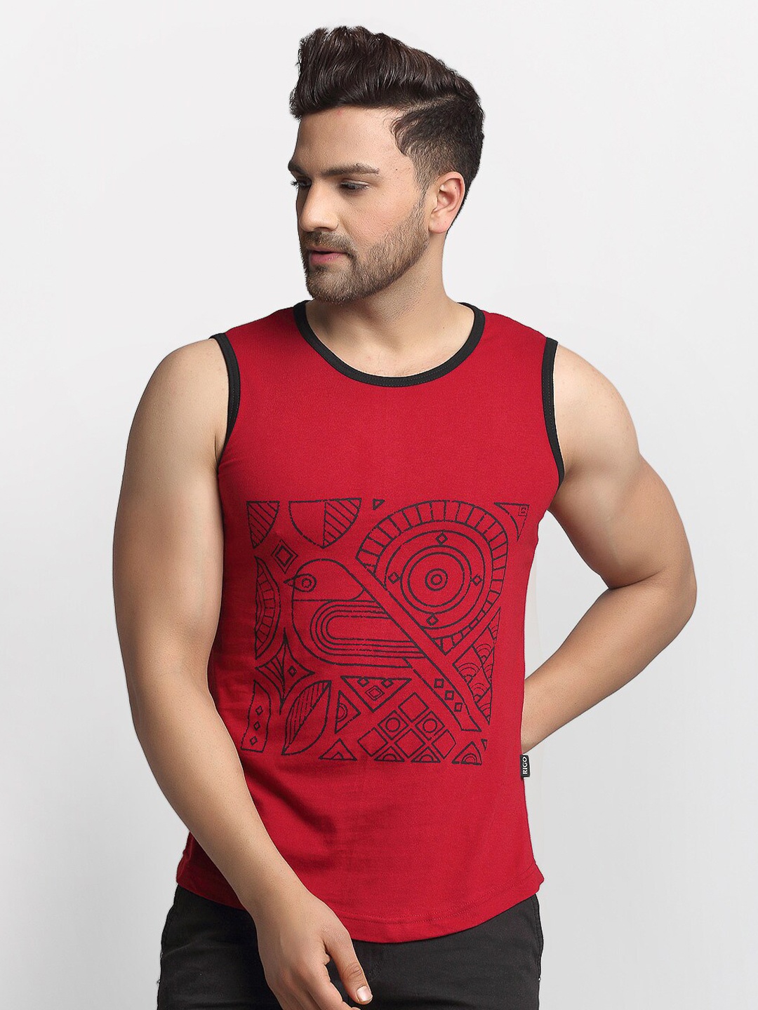 

Rigo Men Printed Cotton Innerwear Vests, Maroon